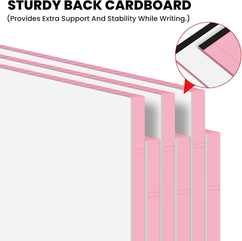 Ciphyfee 6pcs Legal Pads 8.5 x 11,Notepads 8.5 x 11 Inch, 30 Sheets/Pack, Pink Note Pads Clear Print Writing Pads of Paper, Perforate Wide Ruled Lined with Sturdy Back for Office, Business & School Supplies - Image 4